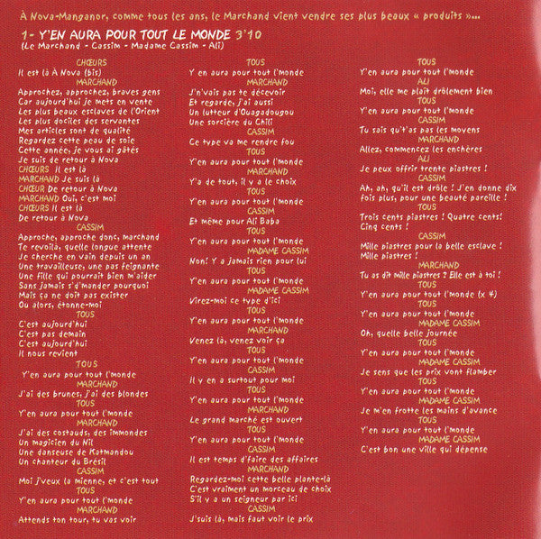 Various : Les Mille Et Une Vies D'Ali Baba (Une Musicale Comédie) (CD)