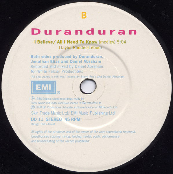 Duranduran* : All She Wants Is (7", Single)