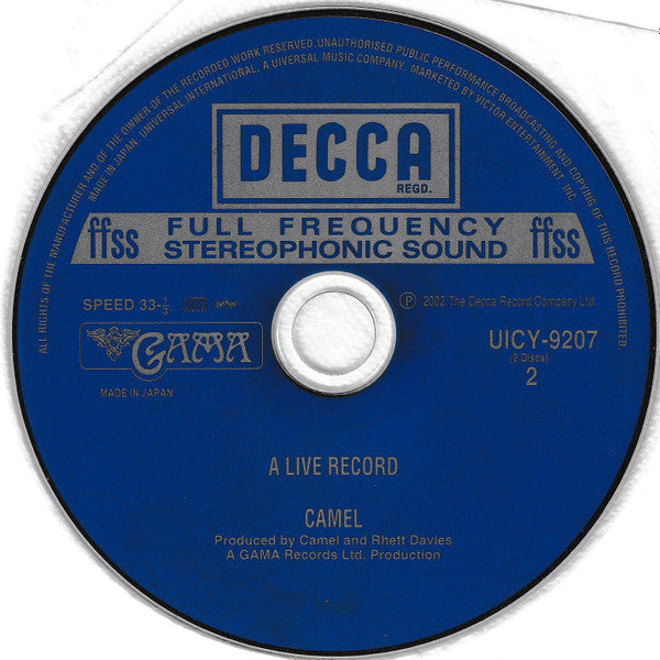 Camel : A Live Record (2xCD, Album, Ltd, RE, RM, Pap)