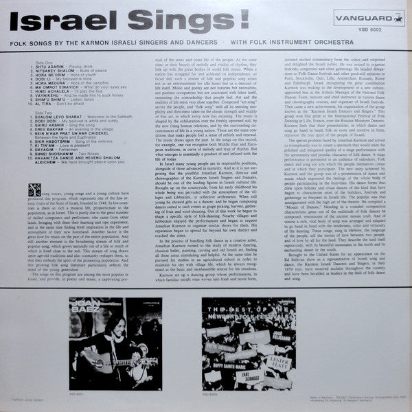 Karmon Israeli Dancers And Singers : Israel Sings! (LP)