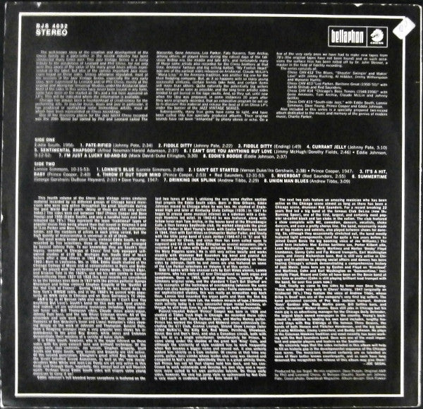 Eddie South, Eddie Johnson, Lonnie Simmons (2), Prince Cooper, Red Saunders, Dave Young (10) : South Side Jazz (LP, Comp)