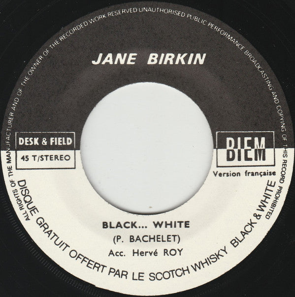 Jane Birkin : Black... White (7", Single)