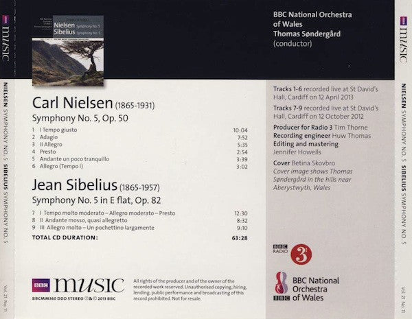 Carl Nielsen, Jean Sibelius, BBC National Orchestra Of Wales, Thomas Søndergård : Symphony No. 5 / Symphony No. 5 (CD)