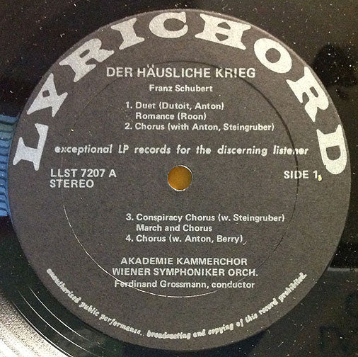 Franz Schubert - Wiener Akademie Kammerchor With Wiener Symphoniker : The Domestic War (Der Häusliche Krieg) (LP)