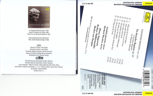Johannes Brahms, Herbert von Karajan / Gundula Janowitz / Eberhard Wächter / Wiener Singverein - Berliner Philharmoniker : Ein Deutsches Requiem (CD, Album, RE, RM)