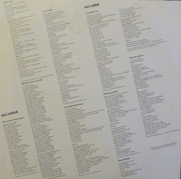 Daniel Balavoine Et Clin D'Œil : Face Amour Face Amère (LP, Album)
