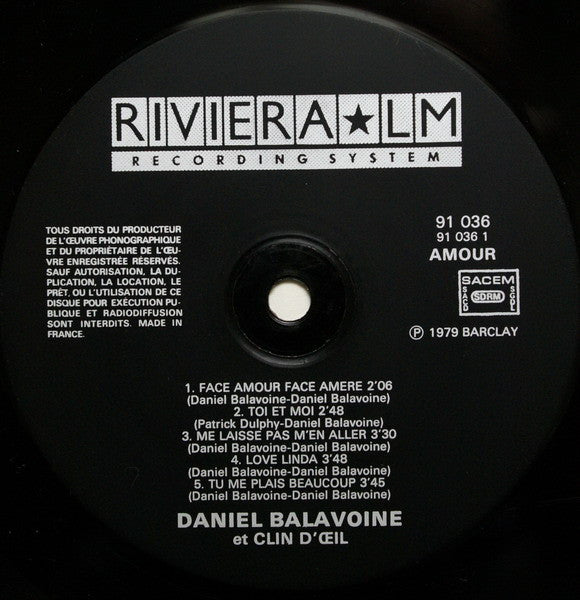 Daniel Balavoine Et Clin D'Œil : Face Amour Face Amère (LP, Album)
