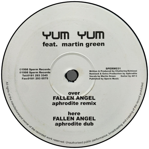 Yum Yum Feat. Martin Greene : Fallen Angel (DJ Aphrodite Remixes) (12")