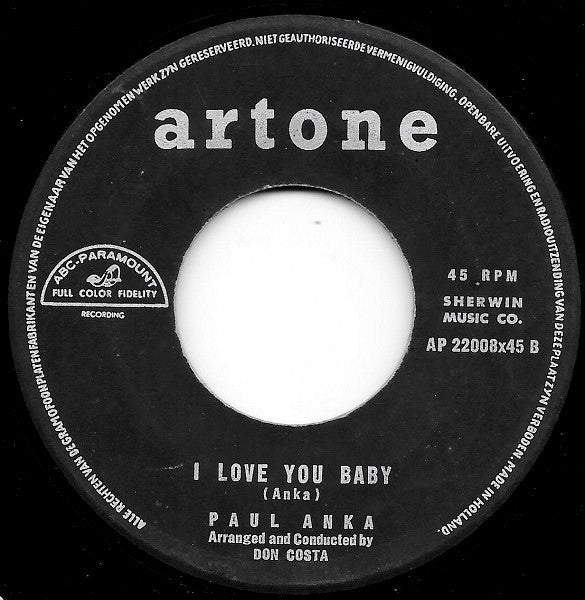 Paul Anka : Tell Me That You Love Me (7", Single, RE)