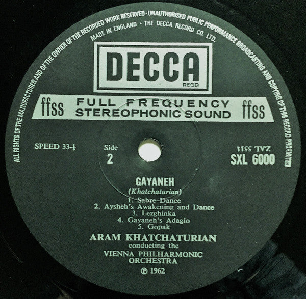 Aram Khatchaturian - Wiener Philharmoniker · Aram Khatchaturian : Spartacus / Gayaneh (LP, Album)