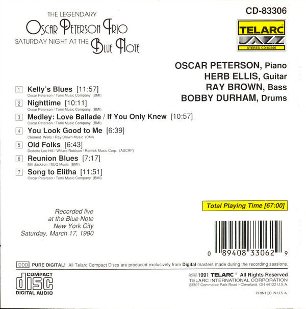 The Oscar Peterson Trio : Saturday Night At The Blue Note (CD, Album)