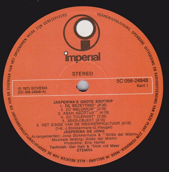 Jasperina de Jong : Jasperina's Grote Egotrip (LP)