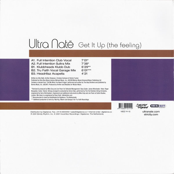 Ultra Naté : Get It Up (The Feeling) (12")