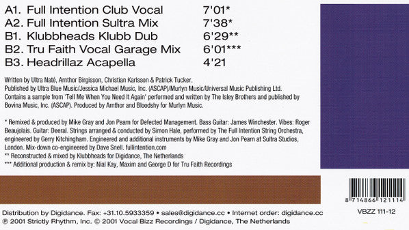 Ultra Naté : Get It Up (The Feeling) (12")