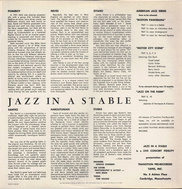 Herb Pomeroy : Jazz In A Stable (LP, Album, Mono, Ltd, RE)