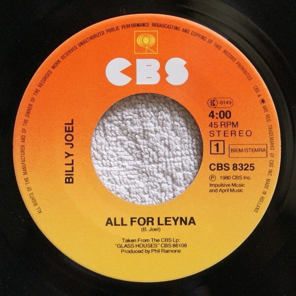Billy Joel : All For Leyna (7", Single)