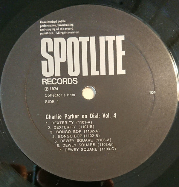 Charlie Parker : Charlie Parker On Dial Volume 4 (LP, Comp, Mono, RP)