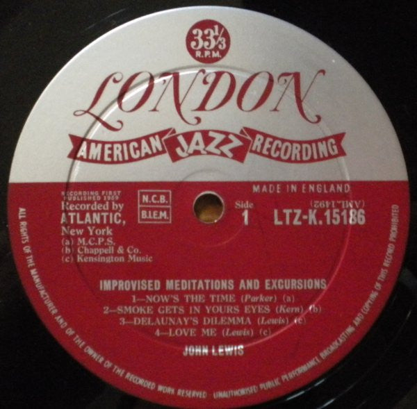 John Lewis (2) : Improvised Meditations & Excursions (LP, Album, Mono)