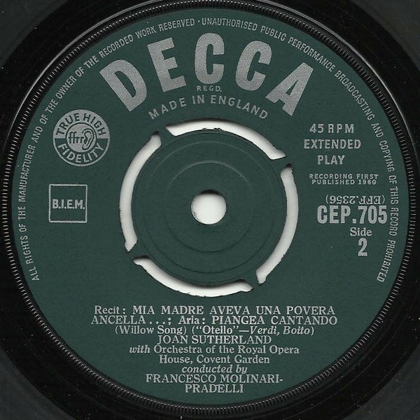 Joan Sutherland, Giuseppe Verdi : La Traviata / Otello (7", EP, Mono)
