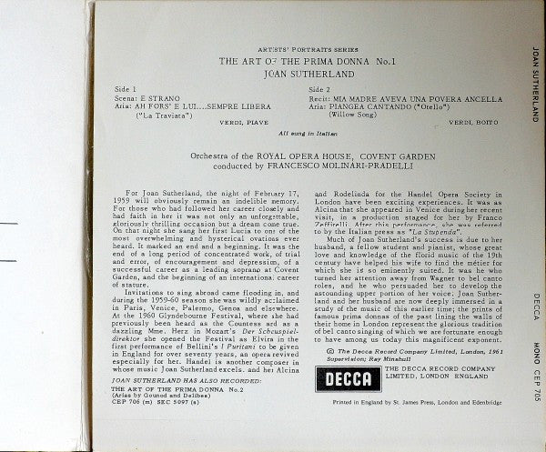 Joan Sutherland, Giuseppe Verdi : La Traviata / Otello (7", EP, Mono)