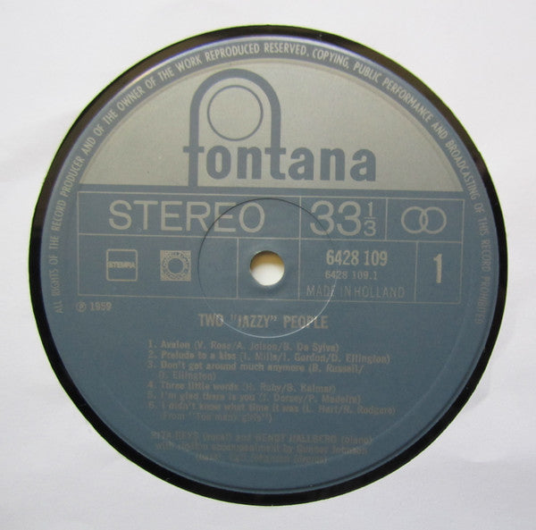Rita Reys And Bengt Hallberg : Two "Jazzy" People (LP, Album, RE)