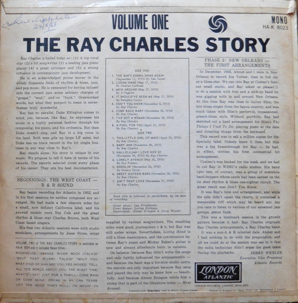 Ray Charles : The Ray Charles Story Volume One (LP, Comp, Mono)