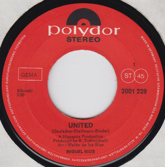 Miguel Ríos : United (7", Single)