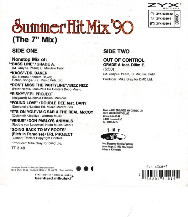 Various : Summer Hit Mix '90 (7", Single, P/Mixed)
