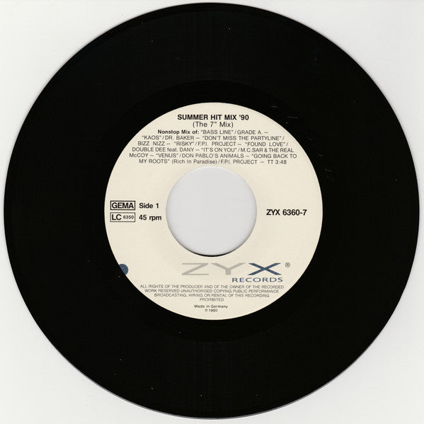 Various : Summer Hit Mix '90 (7", Single, P/Mixed)