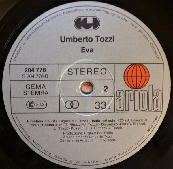 Umberto Tozzi : Eva (LP, Album)