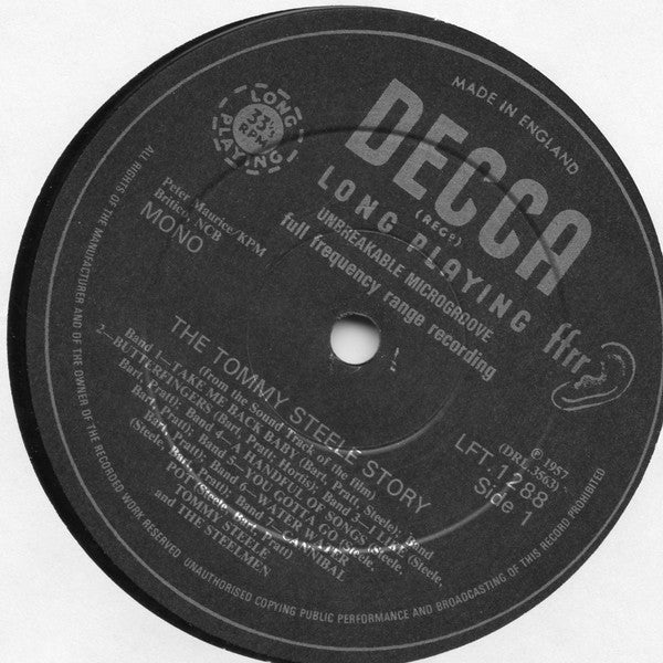 Tommy Steele : The Tommy Steele Story (10", RE)