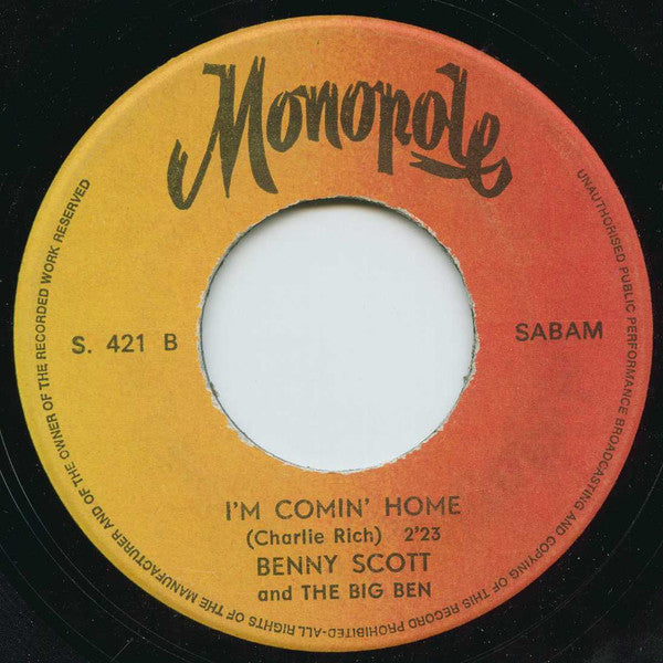 Benny Scott : Angel / I'm Coming Home (7")