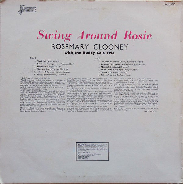 Rosemary Clooney With The Buddy Cole Trio : Swing Around Rosie (LP, RE)