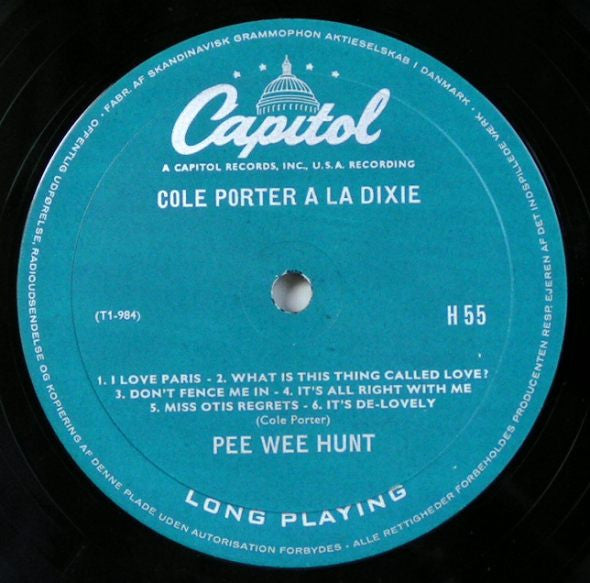 Pee Wee Hunt : Cole Porter Ala Dixie (LP, Album, Mono)