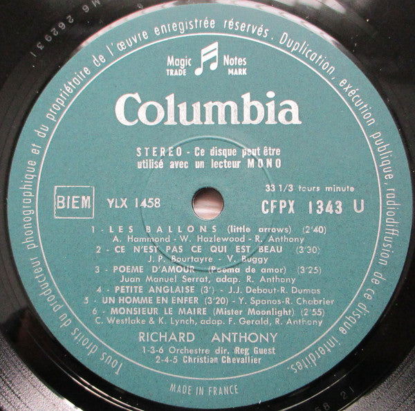 Richard Anthony (2) : Les Ballons (LP, Album)