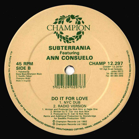 Subterrania Featuring Ann Consuelo : Do It For Love (12")