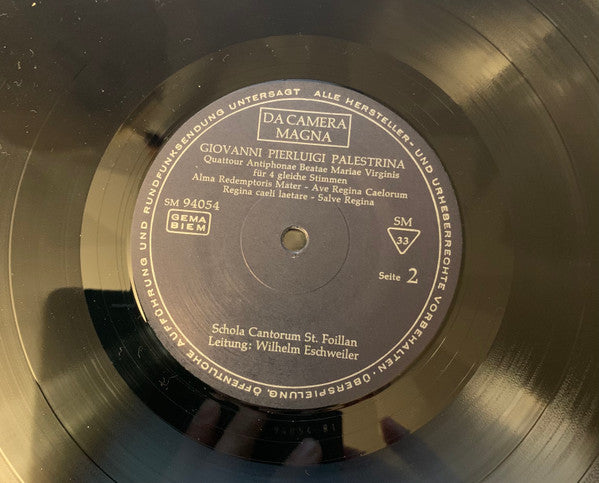 Giovanni Pierluigi da Palestrina - Schola Cantorum St. Foillan Aachen Ltg. Willi Eschweiler : Missa Sine Nomine / Motette / Ave Maria / Quattuor Antiphonae (LP)
