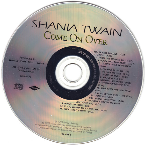 Shania Twain : Come On Over (CD, Album, RE, PMD)