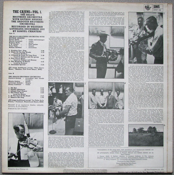The Balfa Brothers Orchestra* With Nathan Abshire / The Ardoin Brothers Orchestra* : The Cajuns - Vol.1 (LP, Album)
