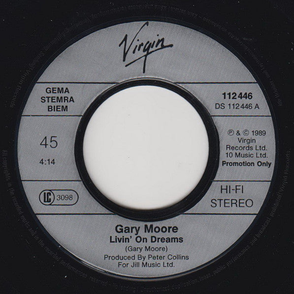 Gary Moore : Livin' On Dreams (7", Single, Promo)