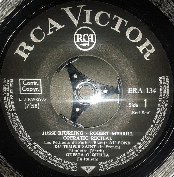 Jussi Björling, Robert Merrill : Operatic Recital (7", EP)