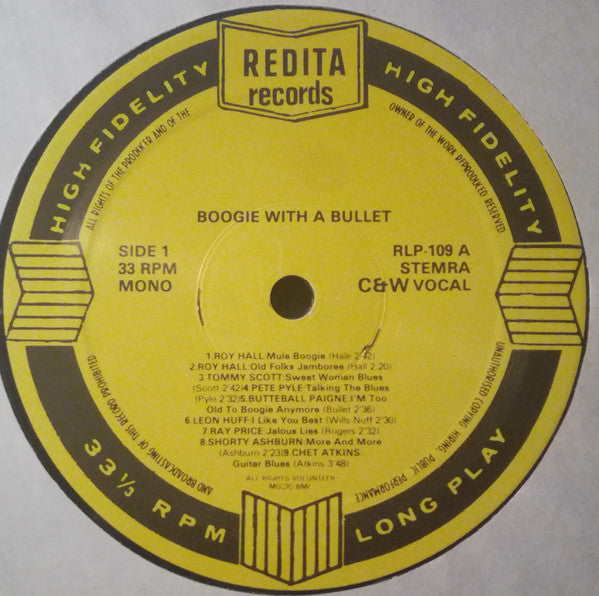 Various : Nashville Country Rock: Boogie With A Bullet (LP, Comp, Mono, Yel)