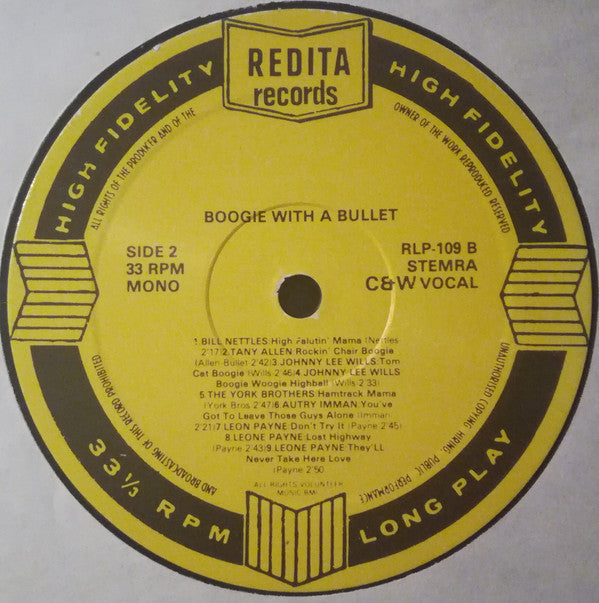 Various : Nashville Country Rock: Boogie With A Bullet (LP, Comp, Mono, Yel)