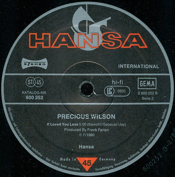 Precious Wilson : Cr-Cr-Cr-Cry To Me (12", Single)