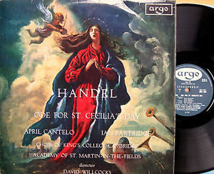 Georg Friedrich Händel –  April Cantelo, Ian Partridge, The King's College Choir Of Cambridge, The Academy Of St. Martin-in-the-Fields Director David Willcocks : Ode For St. Cecilia's Day (LP)