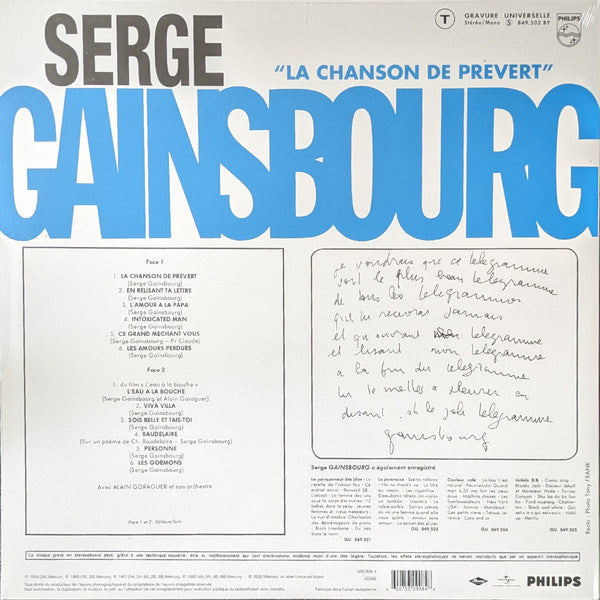 Serge Gainsbourg : La Chanson De Prevert (LP, Comp, RE)