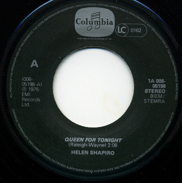 Helen Shapiro : Queen For Tonight / Walkin' Back To Happiness (7", Single, RE)