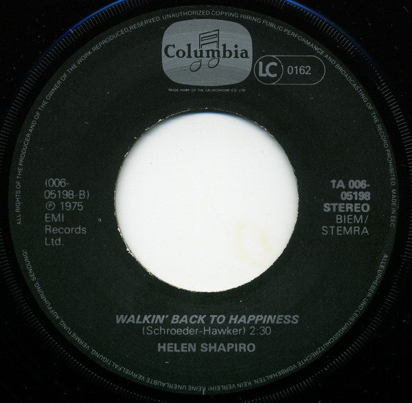 Helen Shapiro : Queen For Tonight / Walkin' Back To Happiness (7", Single, RE)