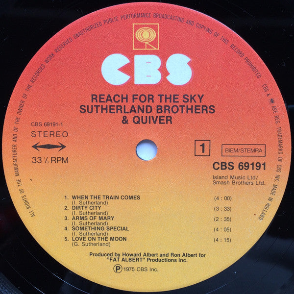 Sutherland Brothers & Quiver : Reach For The Sky (LP, Album)