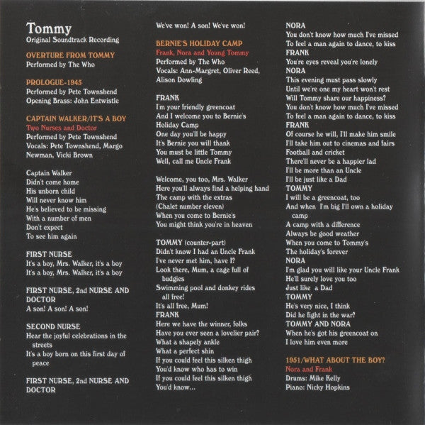 Various : Tommy (Original Soundtrack Recording) (2xCD, Album, RE, RM)